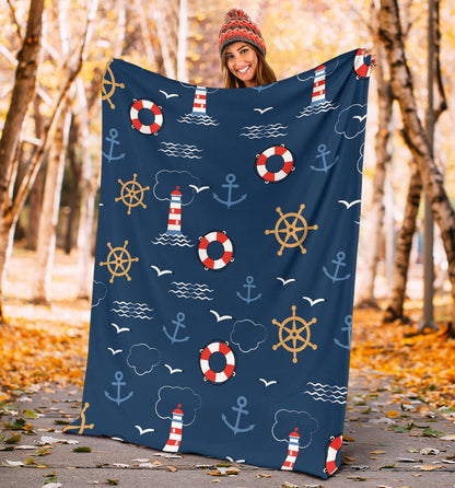 Nautical Pattern Print Design A06 Premium Blanket