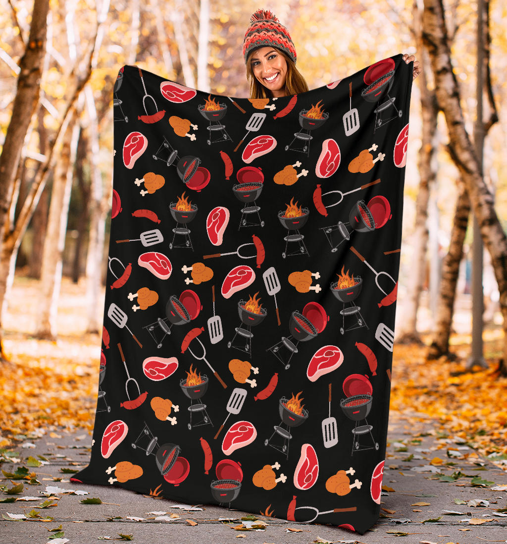Barbecue Pattern Print Design 04 Premium Blanket