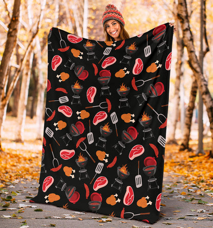 Barbecue Pattern Print Design 04 Premium Blanket