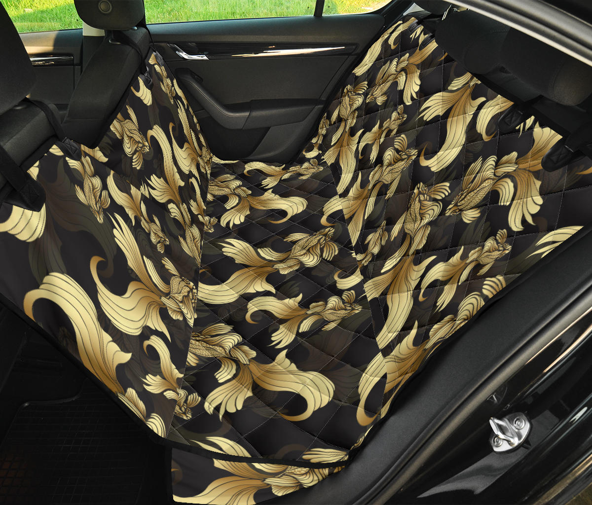 Goldfish Pattern Print Design 02 Rear Dog Car Seat Cover Hammock