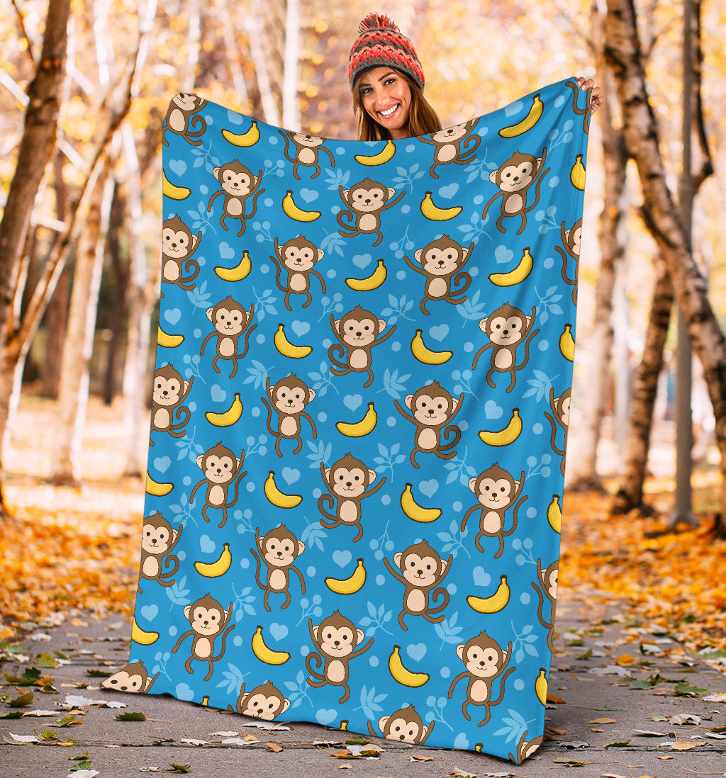 Monkey Pattern Print Design 05 Premium Blanket