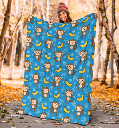 Monkey Pattern Print Design 05 Premium Blanket