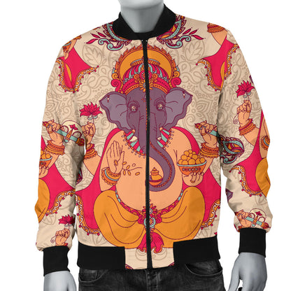 Ganesha Indian Pattern Print Design 02 Men Bomber Jacket