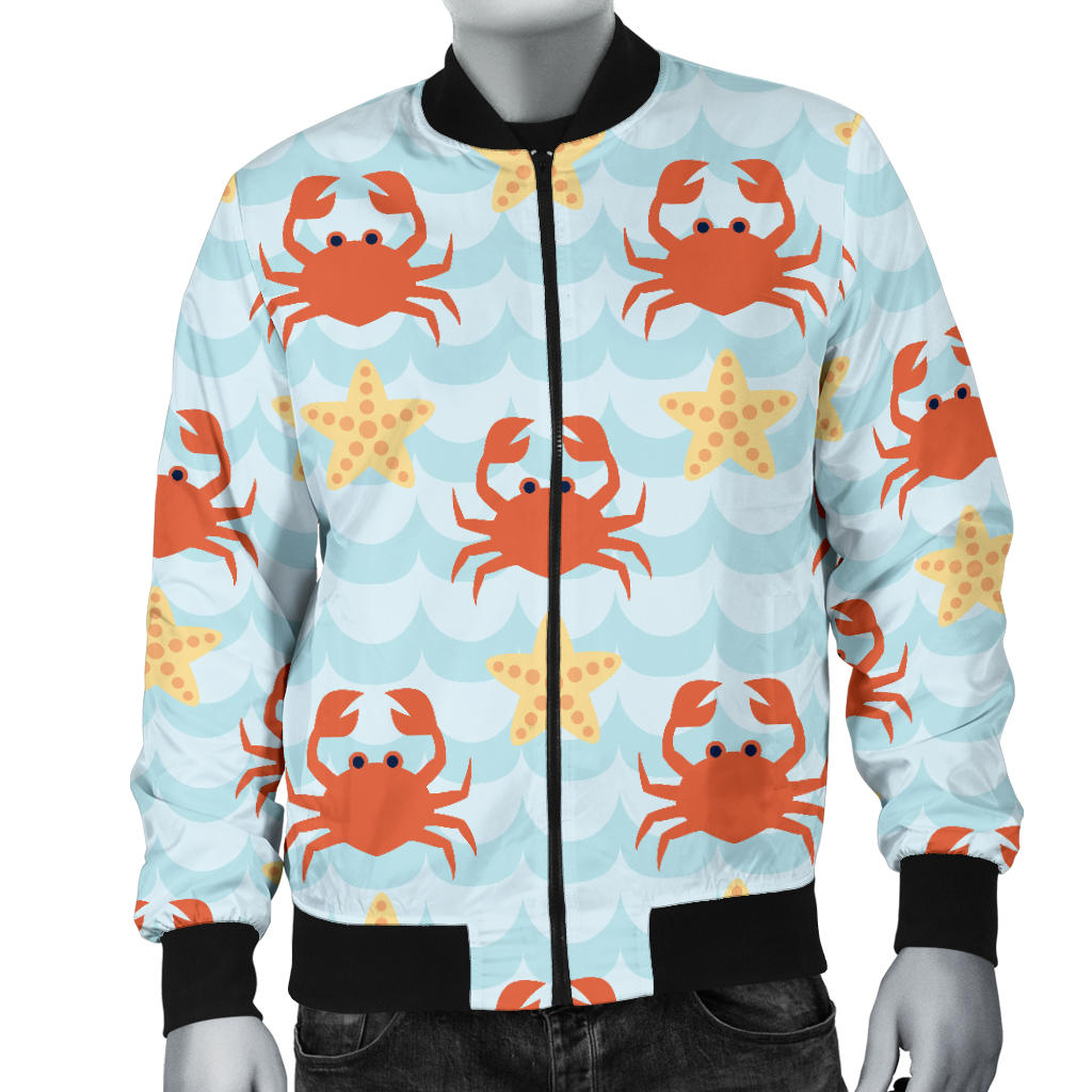 Crab Pattern Print Design 03 Men Bomber Jacket