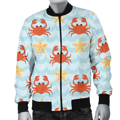 Crab Pattern Print Design 03 Men Bomber Jacket