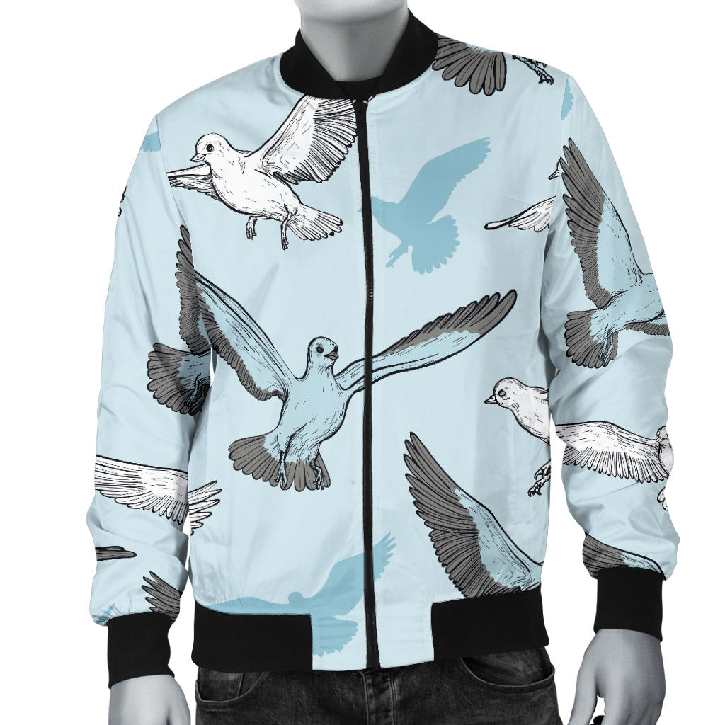 Pigeon Pattern Print Design 03 Men Bomber Jacket
