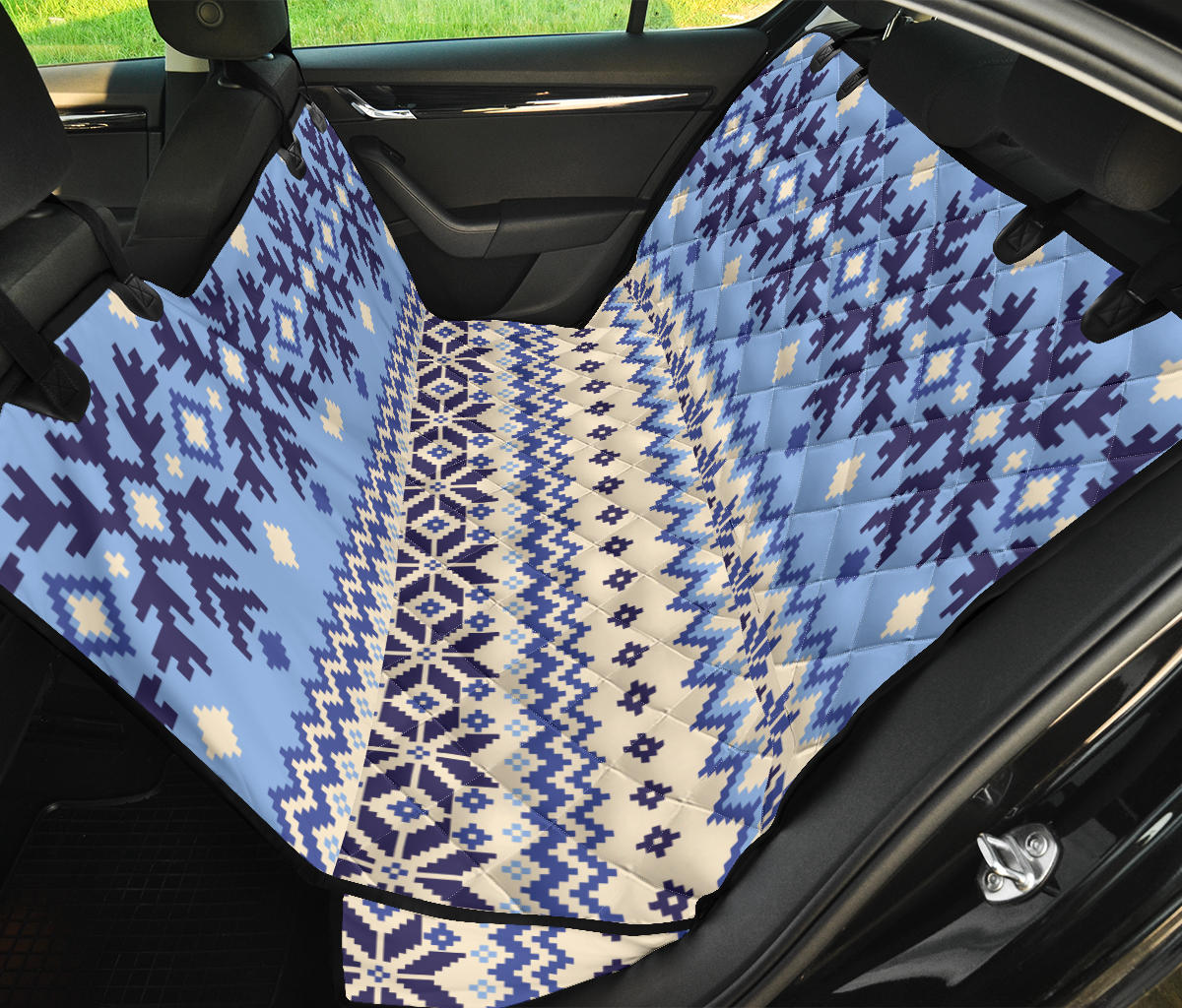 Nordic Pattern Print Design A03 Rear Dog Car Seat Cover Hammock