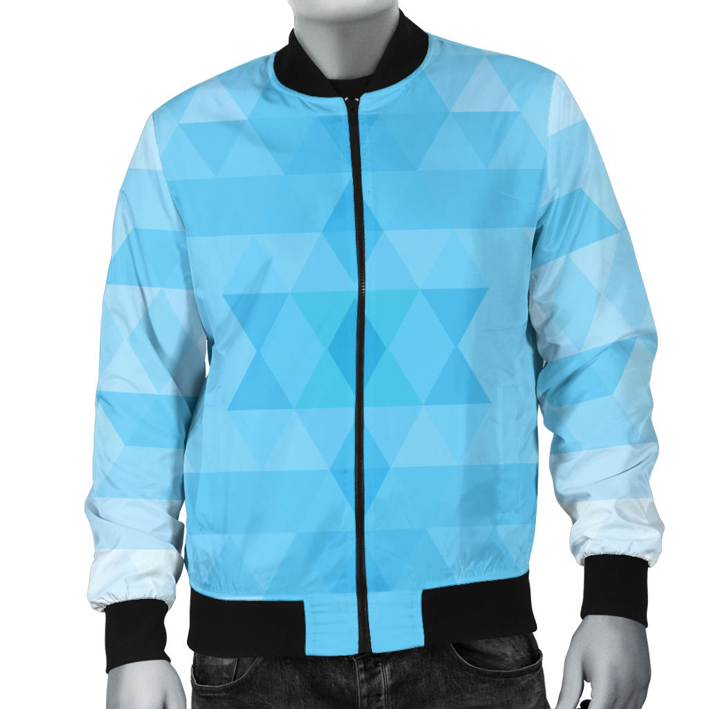 Geometric Blue Pattern Print Design 01 Men Bomber Jacket