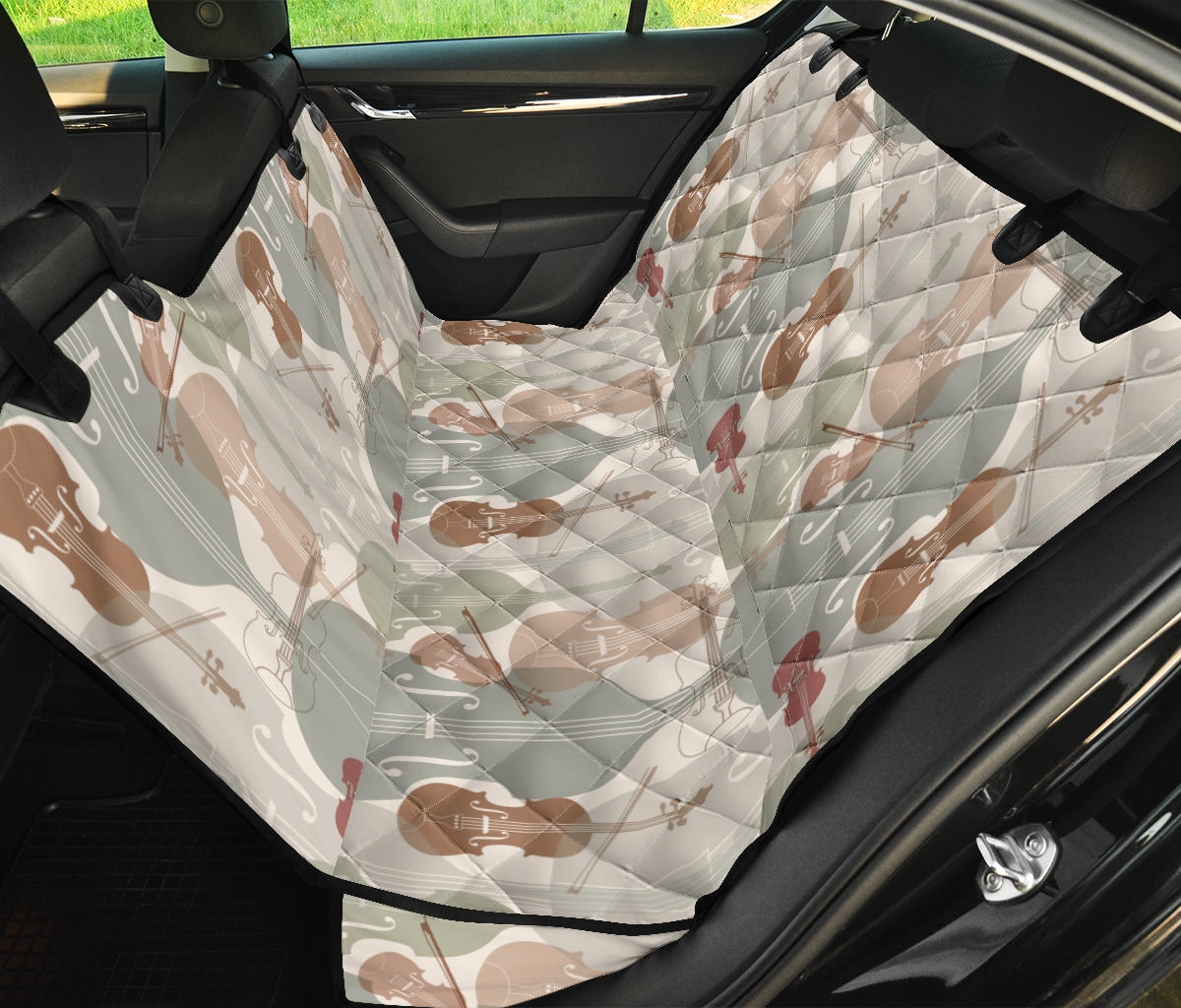 Violin Pattern Print Design 01 Rear Dog Car Seat Cover Hammock