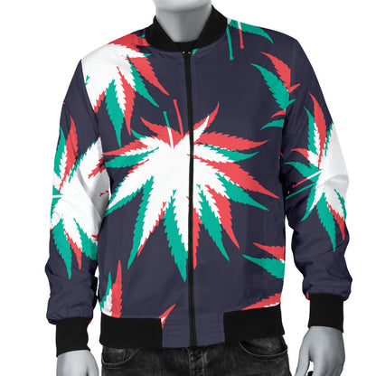 Pot Leaf Pattern Print Design A01 Men Bomber Jacket