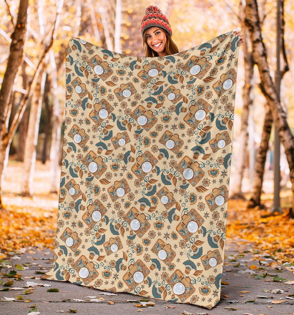 Camera Pattern Print Design 05 Premium Blanket