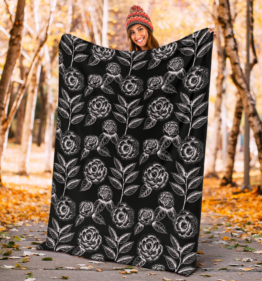 Camellia Pattern Print Design 02 Premium Blanket