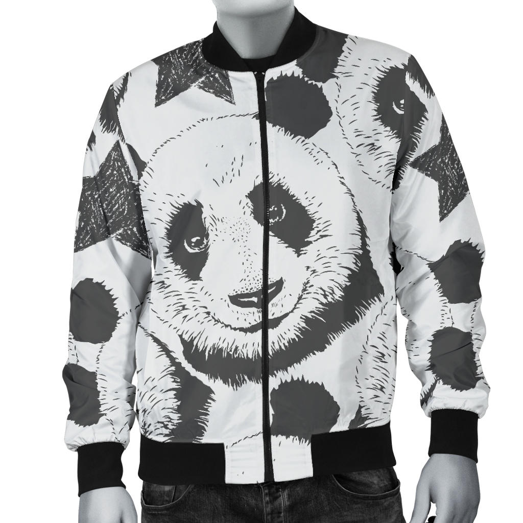 Panda Pattern Print Design A02 Men Bomber Jacket