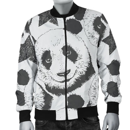 Panda Pattern Print Design A02 Men Bomber Jacket