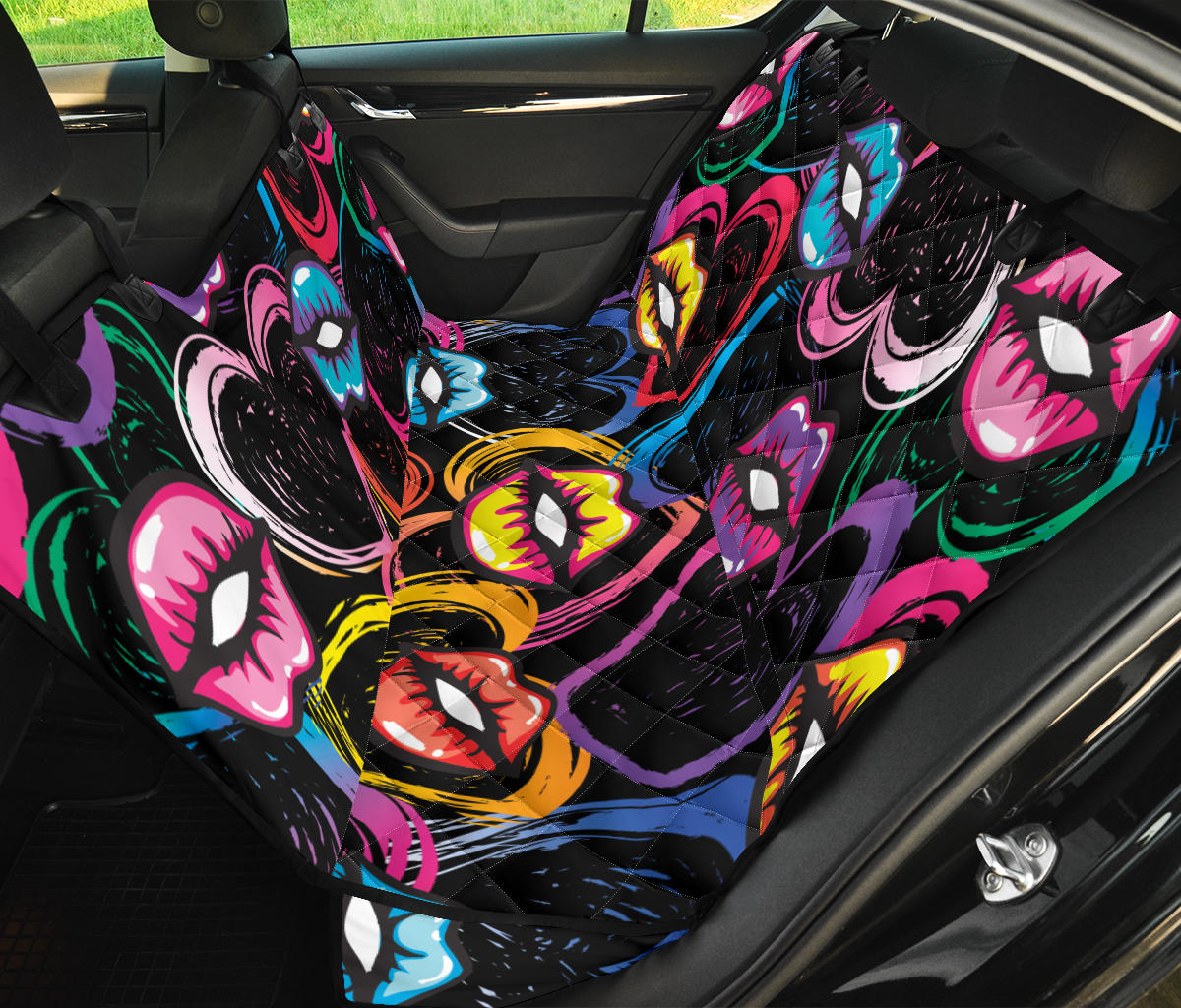 Pop Art Lip Pattern Print Design A03 Rear Dog Car Seat Cover Hammock
