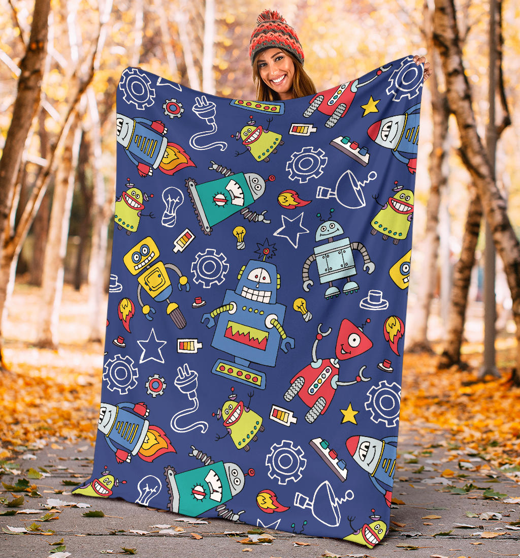 Robot Pattern Print Design A03 Premium Blanket