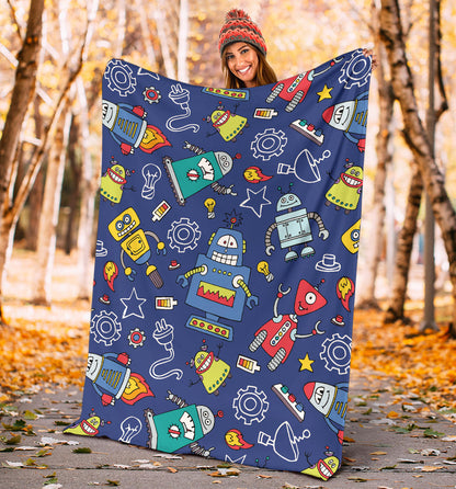 Robot Pattern Print Design A03 Premium Blanket
