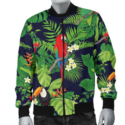 Rainforest Parrot Pattern Print Design A03 Men Bomber Jacket