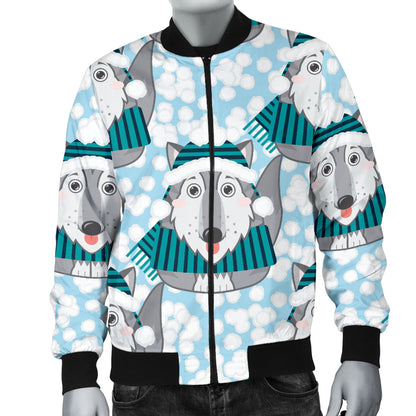 Alaskan Malamute Pattern Print Design 01 Men Bomber Jacket