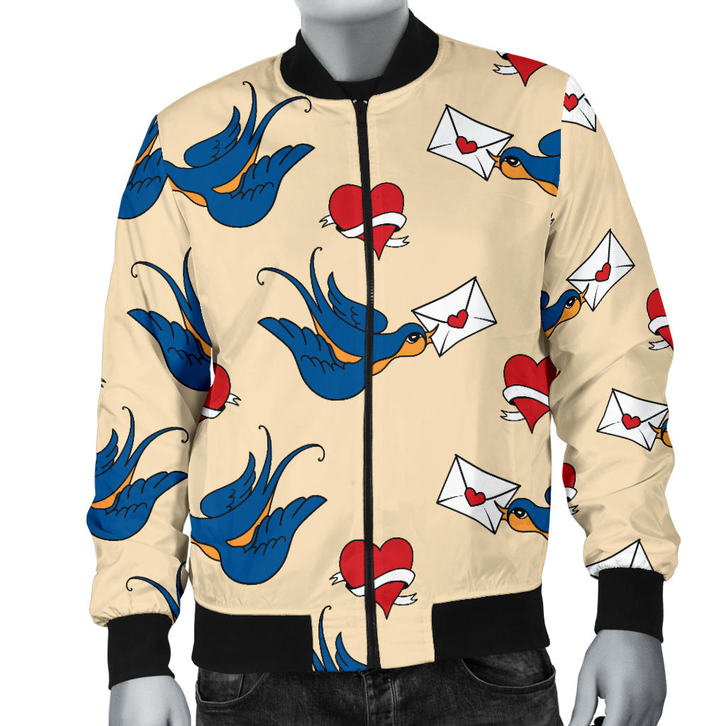Swallow Bird Pattern Print Design 05 Men Bomber Jacket