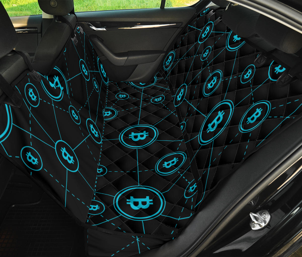Cryptocurrency Pattern Print Design 01 Rear Dog Car Seat Cover Hammock