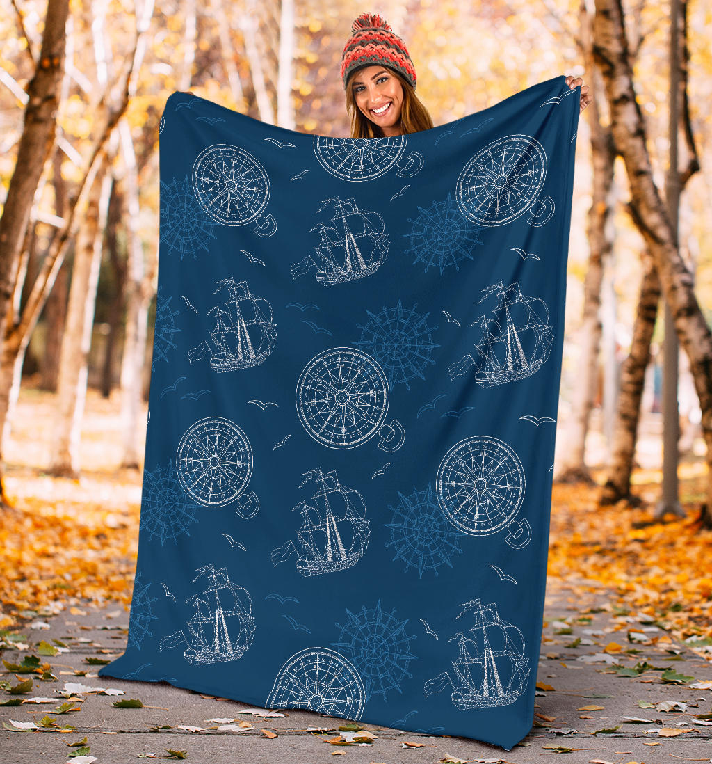 Nautical Pattern Print Design A04 Premium Blanket