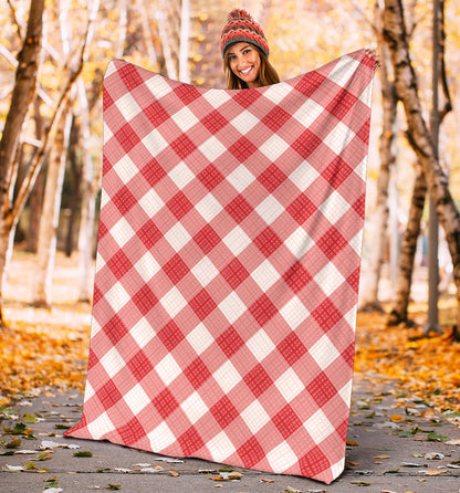Gingham Red Pattern Print Design 01 Premium Blanket