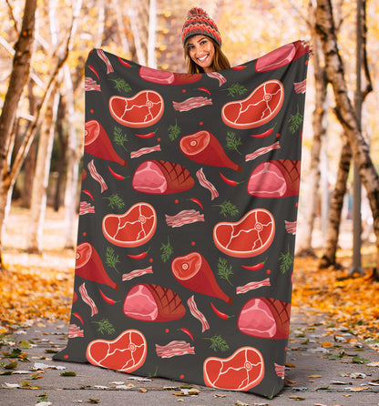 Meat Pattern Print Design 03 Premium Blanket