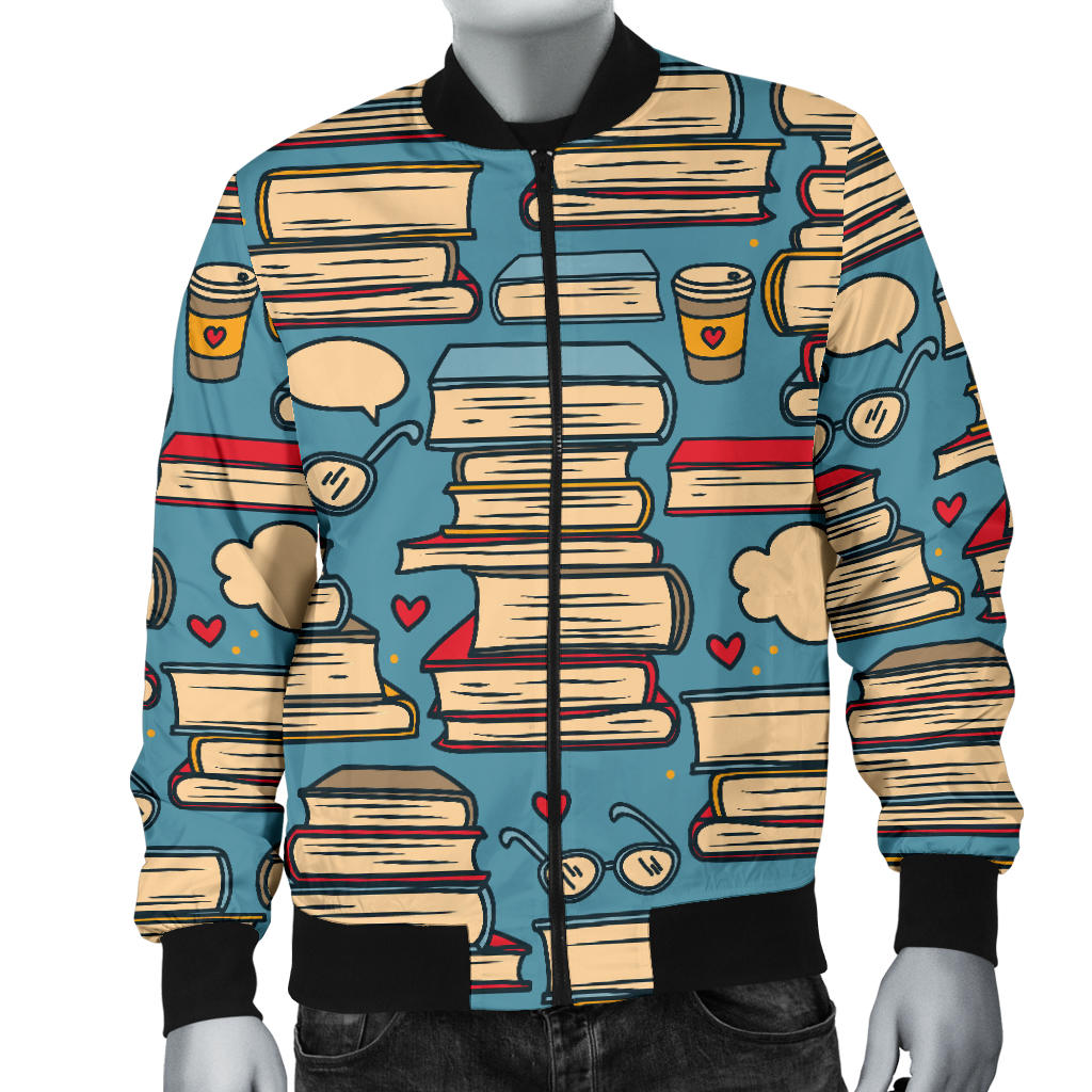 Book Pattern Print Design 03 Men Bomber Jacket