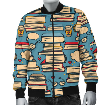 Book Pattern Print Design 03 Men Bomber Jacket