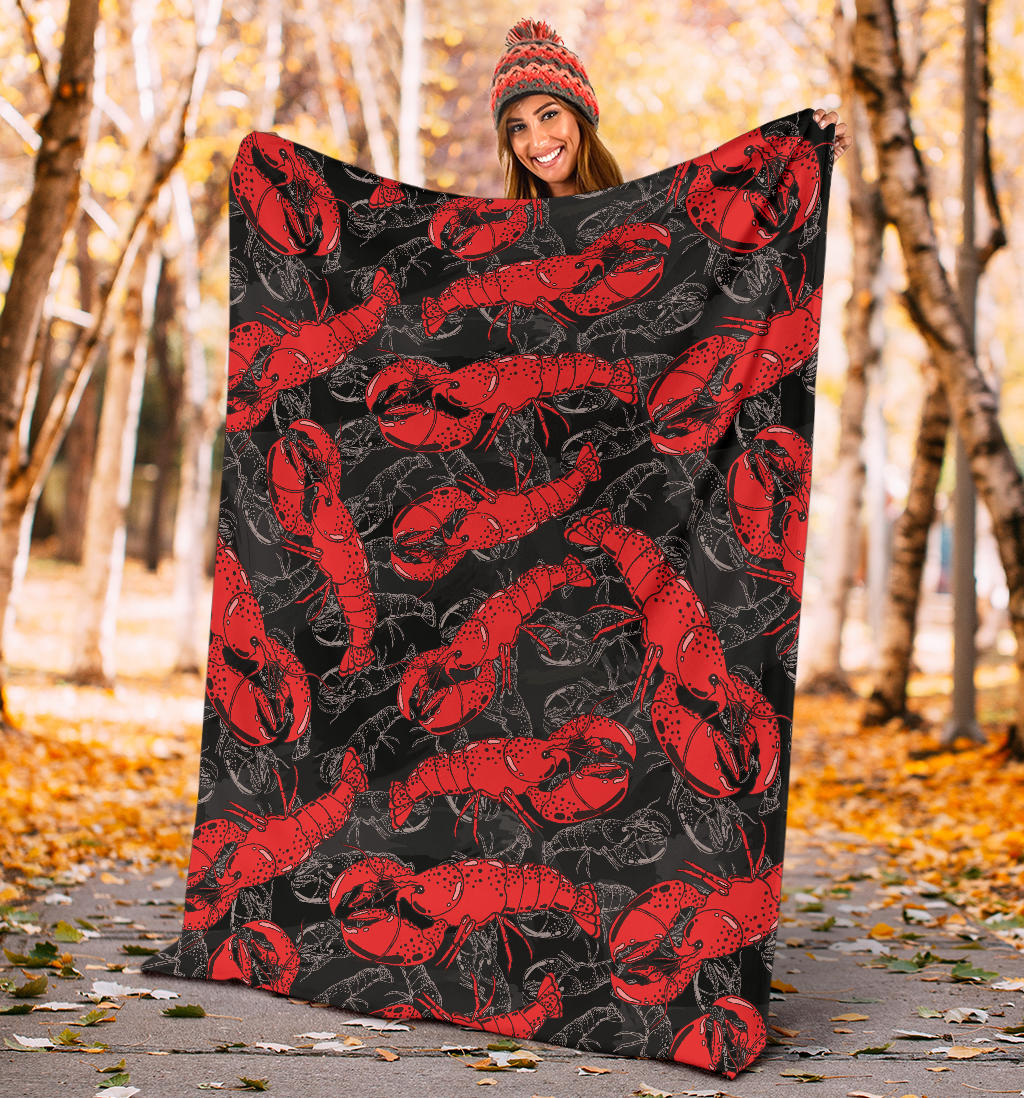 Lobster Pattern Print Design 04 Premium Blanket