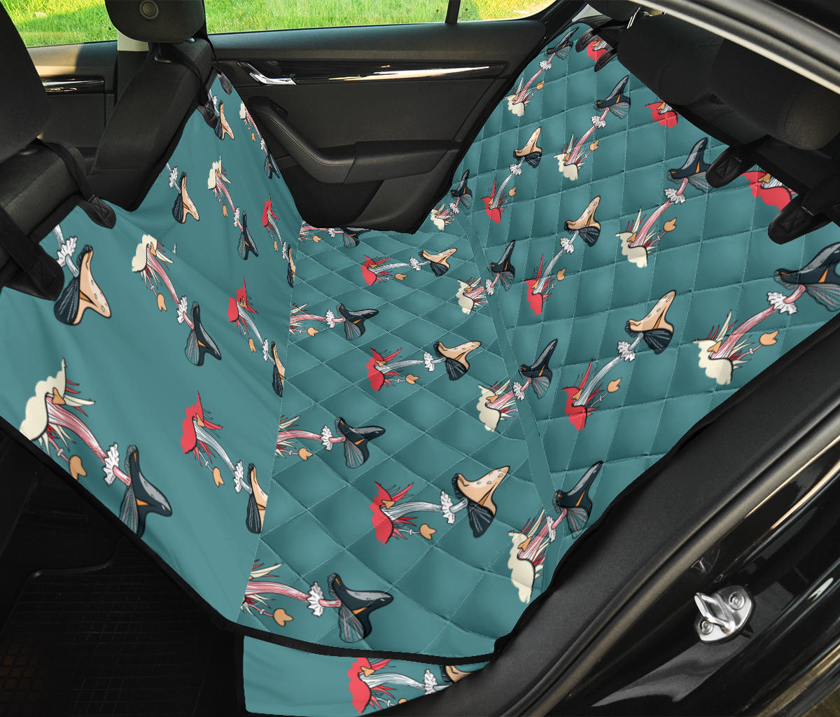 Mushroom Pattern Print Design A04 Rear Dog Car Seat Cover Hammock