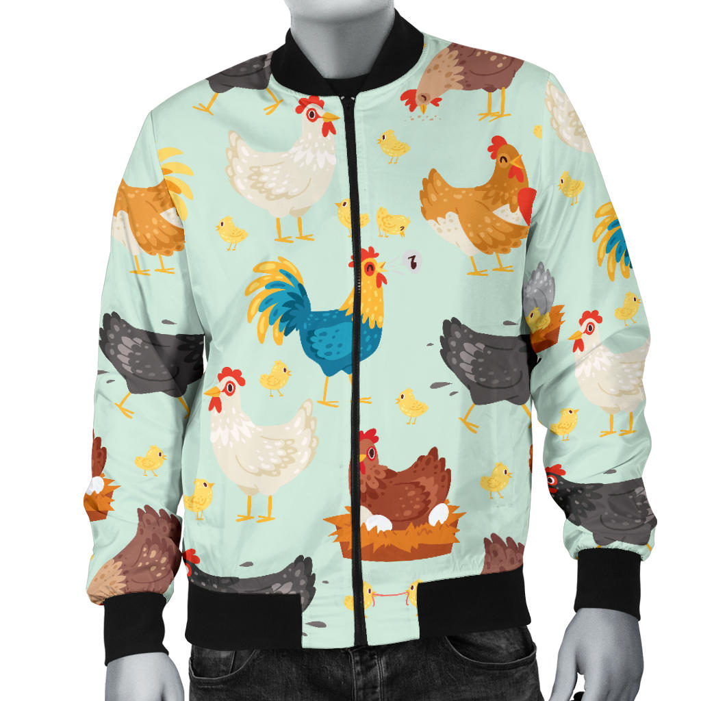 Chicken Pattern Print Design 07 Men Bomber Jacket