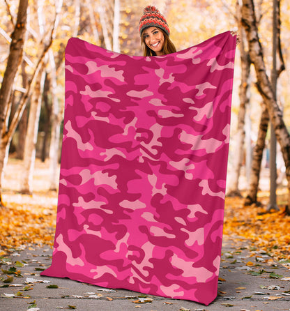 Camo Pink Pattern Print Design 01 Premium Blanket