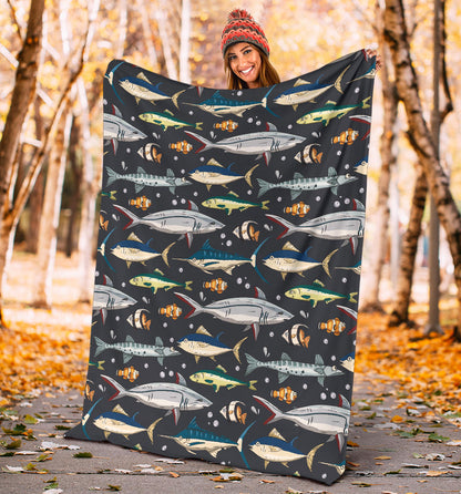 Swordfish Pattern Print Design 04 Premium Blanket