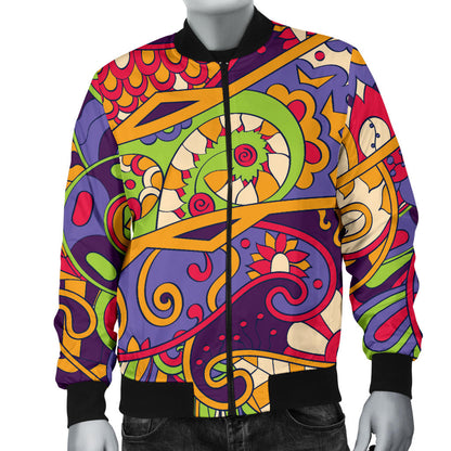 Funky Retro Pattern Print Design A04 Men Bomber Jacket