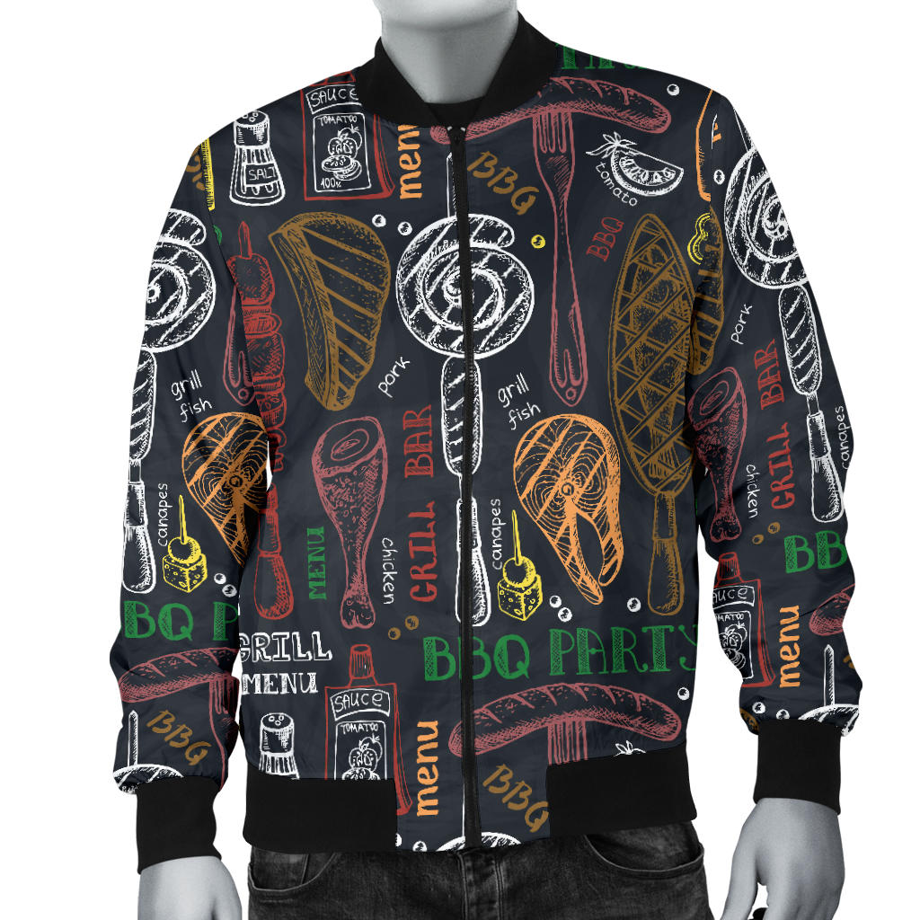 Barbecue Pattern Print Design 03 Men Bomber Jacket