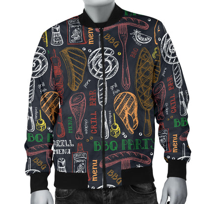 Barbecue Pattern Print Design 03 Men Bomber Jacket