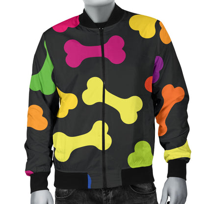 Dog Bone Neon Color Pattern Print Design 02 Men Bomber Jacket
