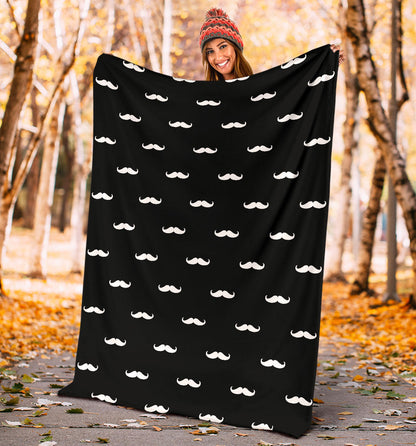 Mustache Pattern Print Design A04 Premium Blanket
