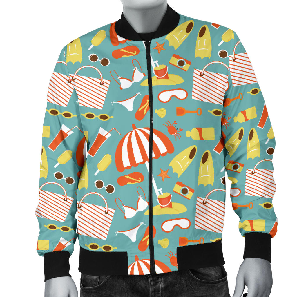 Beach Scene Pattern Print Design 02 Men Bomber Jacket