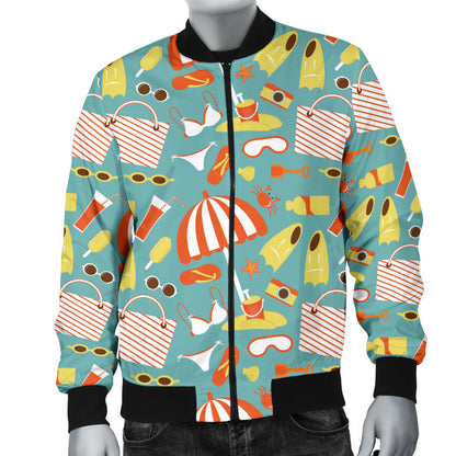 Beach Scene Pattern Print Design 02 Men Bomber Jacket