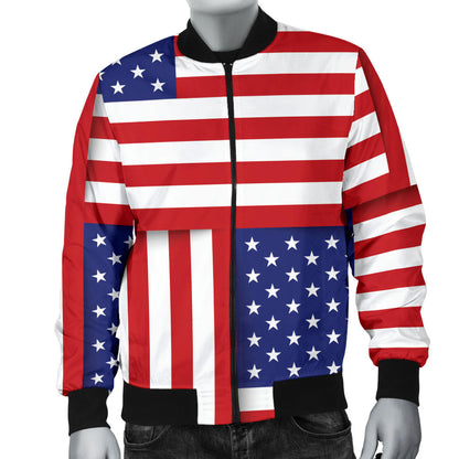Patriotic US Flag Pattern Print Design A01 Men Bomber Jacket