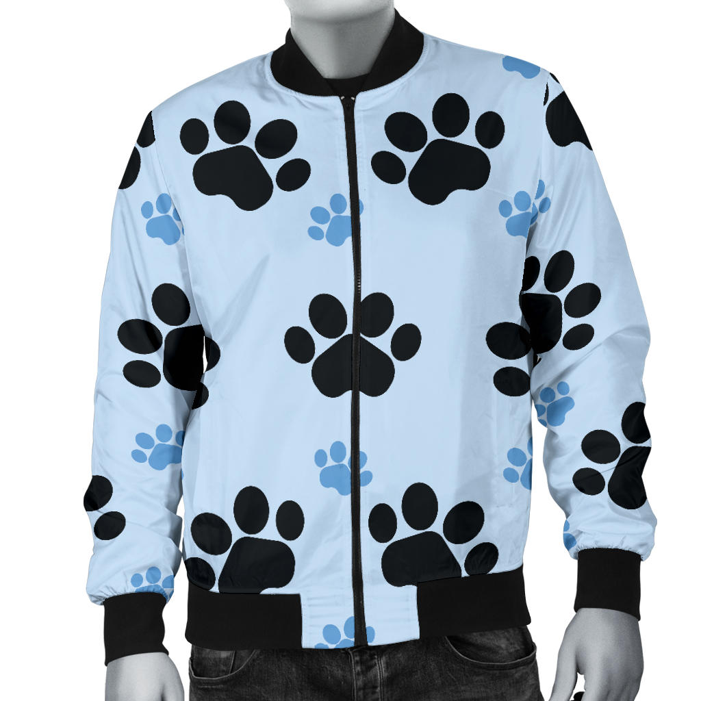 Paw Pattern Print Design A04 Men Bomber Jacket