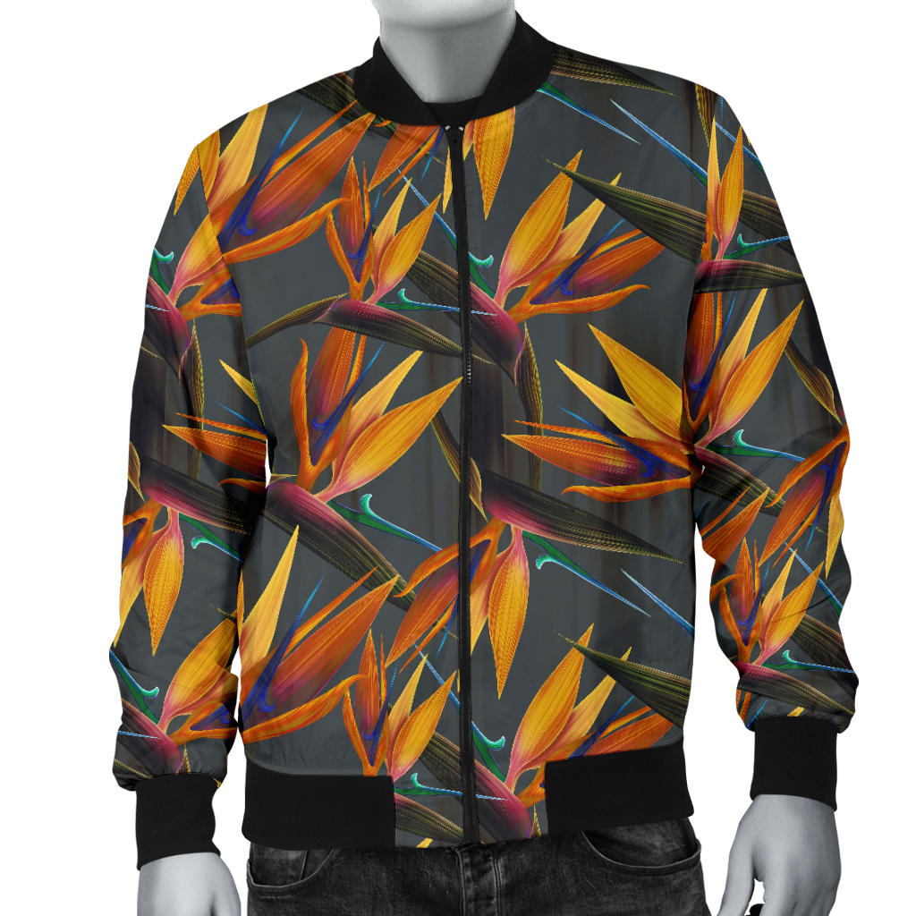 Bird Of Paradise Pattern Print Design 01 Men Bomber Jacket