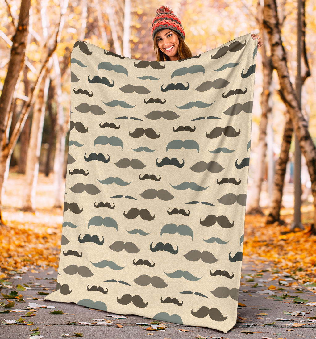 Mustache Pattern Print Design A01 Premium Blanket