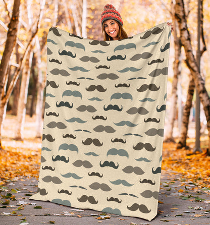 Mustache Pattern Print Design A01 Premium Blanket