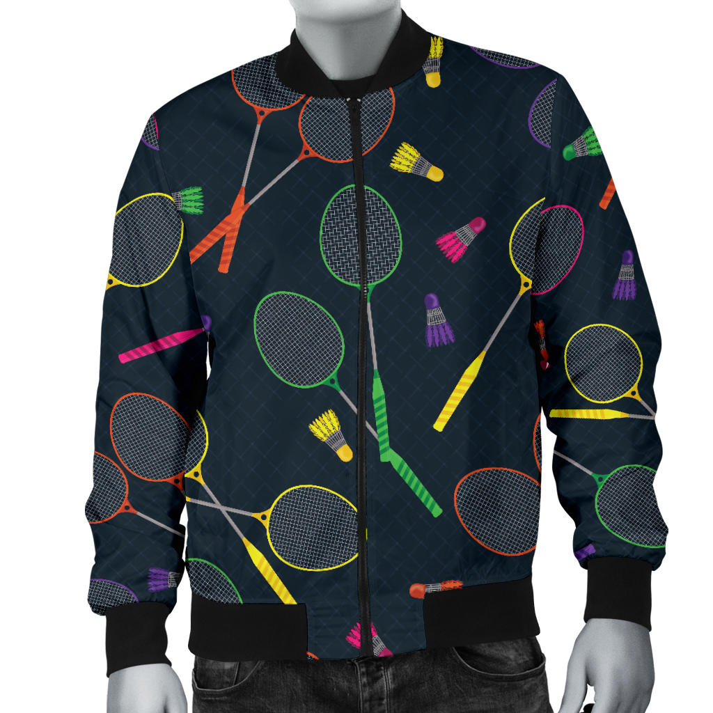 Badminton Pattern Print Design 04 Men Bomber Jacket