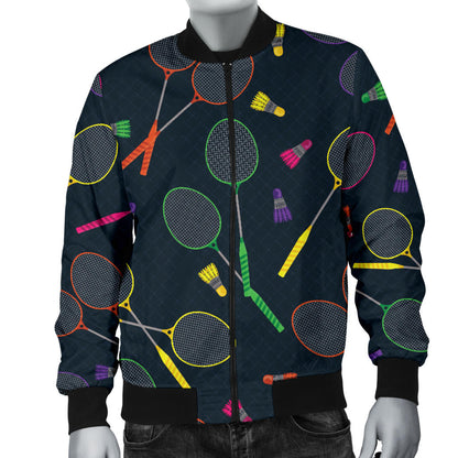 Badminton Pattern Print Design 04 Men Bomber Jacket