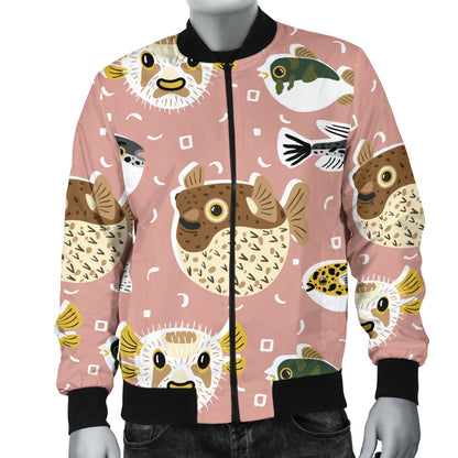 Fugu Cute Pattern Print Design 01 Men Bomber Jacket